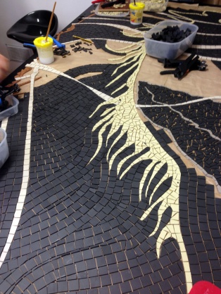 Mosaic floor art sculptures in progress Tollgate Shopping Park
